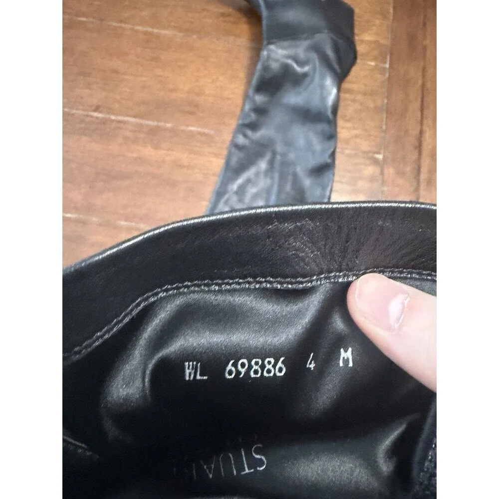 Stuart Weitzman - Black Leather Wedge Heel Pointy Toe Boots 4M NWOT
